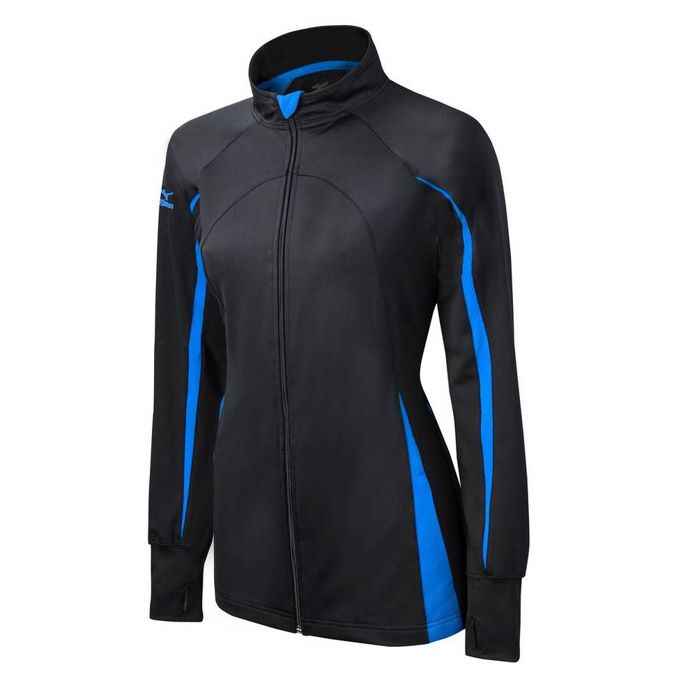 Casaco Mizuno Elite 9 Focus Full-Zip - Mulher - Pretas/Azul Marinho - FDBLN9872